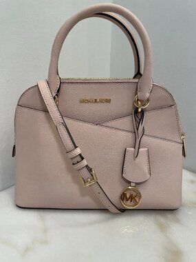 Michael Kors Jet Set Travel Medium Dome Shoulder Crossbody in Pink Leather & COA